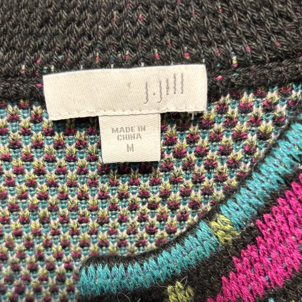 J. Jill Luxurious Black Multi Floral Jacquard Topper Size Medium